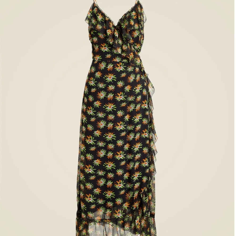 J CREW FLUTTER WRAP DRESS IN SUNBURST FLORAL